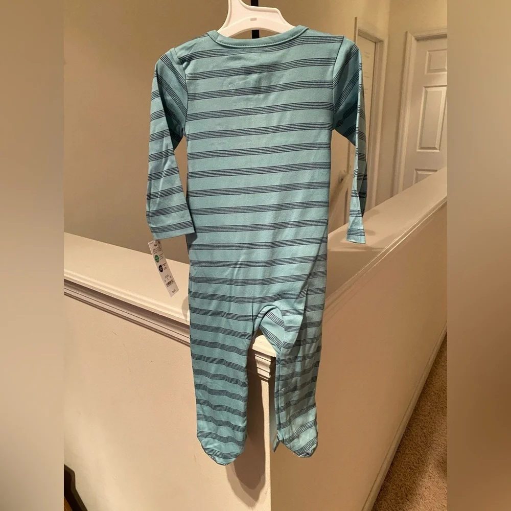 Carter's Blue Striped 'Little Brother' One Piece 2 Way Zipper  New 9 months